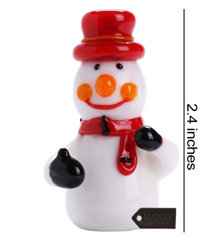 Matashi Murano Christmas Winter Decorative Glass Snowman Figurine